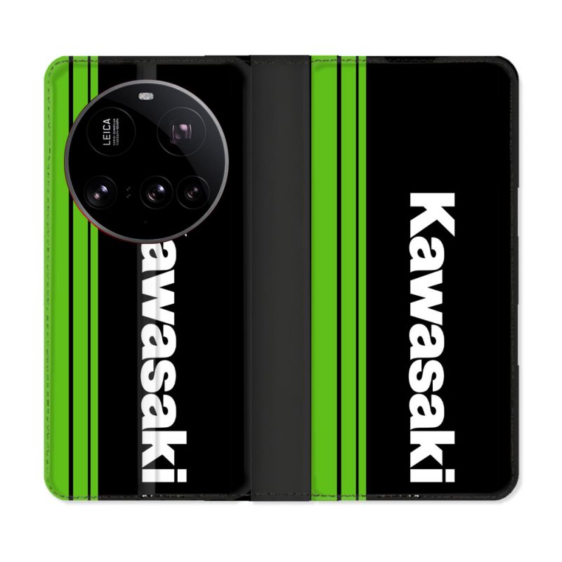 Housse cuir portefeuille Pour Xiaomi 15 Ultra Moto Kawasaki