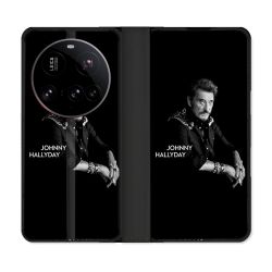 Housse cuir portefeuille Pour Xiaomi 15 Ultra Musique Johnny Hallyday Noir