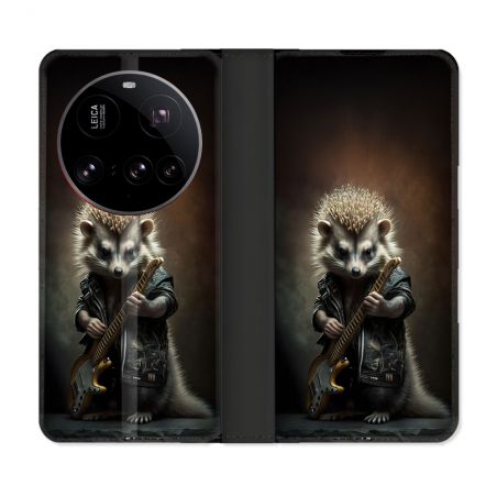 Housse cuir portefeuille Pour Xiaomi 15 Ultra Musique Rock Herisson
