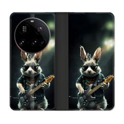 Housse cuir portefeuille Pour Xiaomi 15 Ultra Musique Rock Lapin