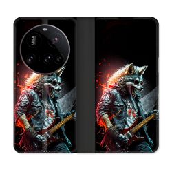 Housse cuir portefeuille Pour Xiaomi 15 Ultra Musique Rock Loup