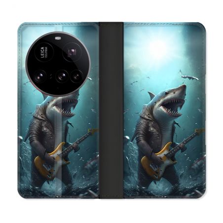 Housse cuir portefeuille Pour Xiaomi 15 Ultra Musique Rock Requin