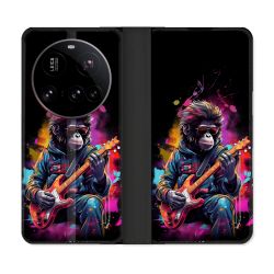 Housse cuir portefeuille Pour Xiaomi 15 Ultra Musique Rock Singe
