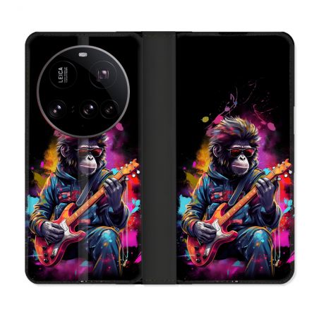 Housse cuir portefeuille Pour Xiaomi 15 Ultra Musique Rock Singe