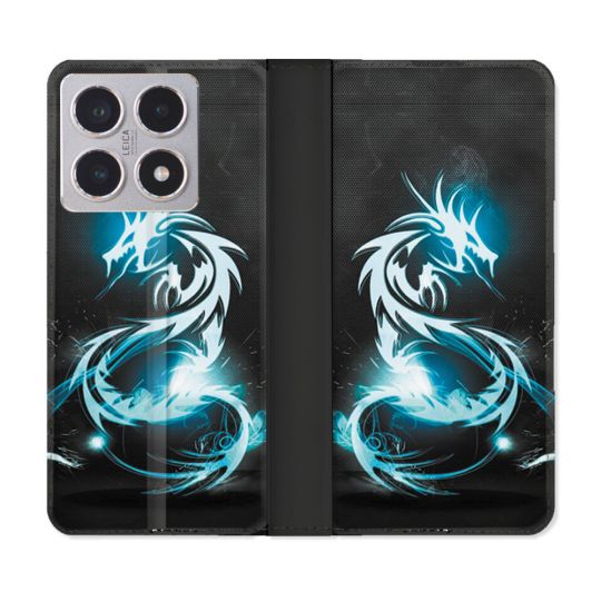 Housse cuir portefeuille Pour Xiaomi 15T Fantastique Dragon Bleu