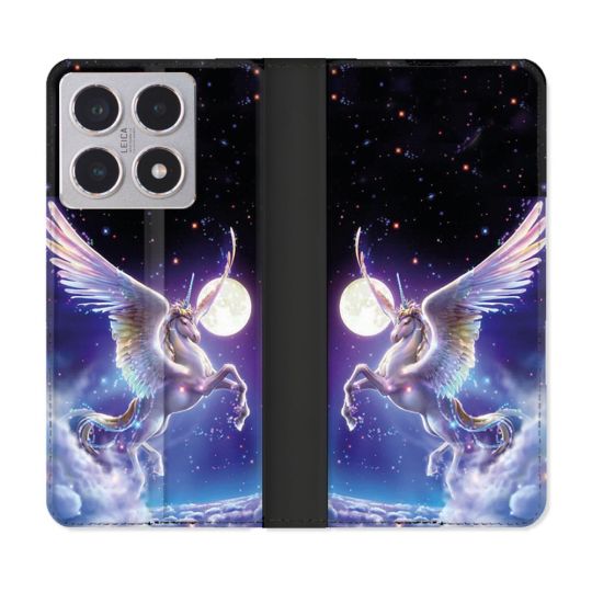 Housse cuir portefeuille Pour Xiaomi 15T Fantastique Licorne Céleste