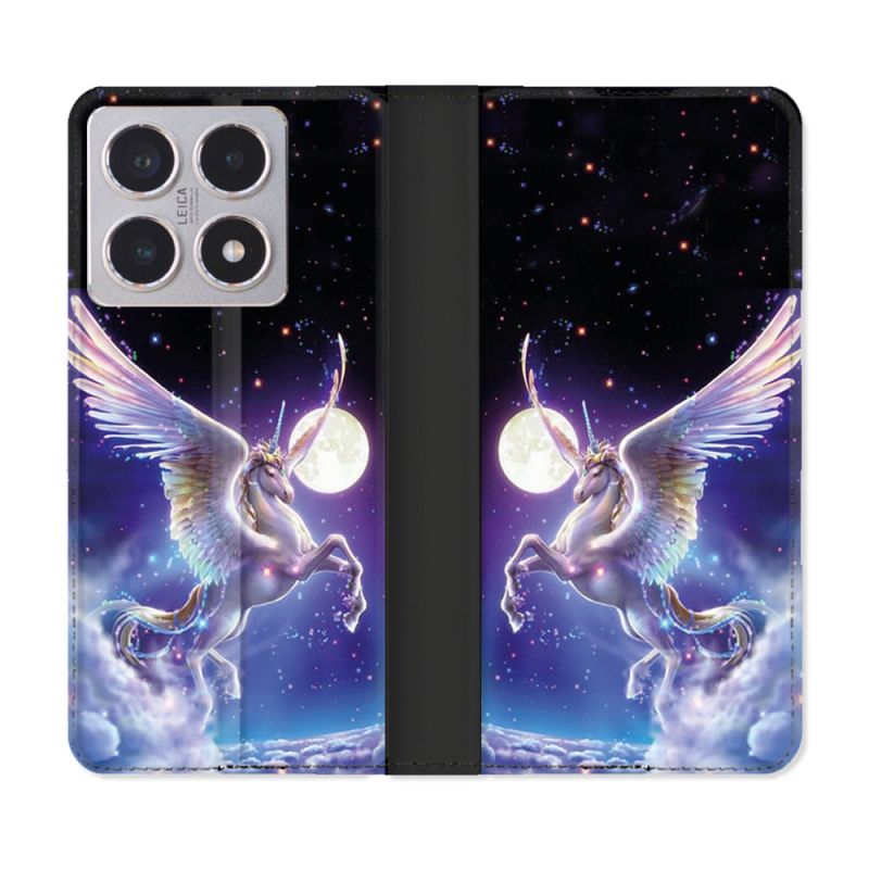 Housse cuir portefeuille Pour Xiaomi 15T Fantastique Licorne Céleste