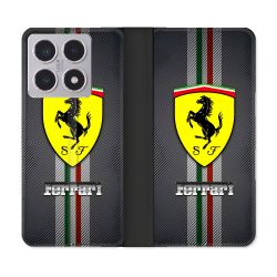 Housse cuir portefeuille Pour Xiaomi 15T Ferrari Carbone