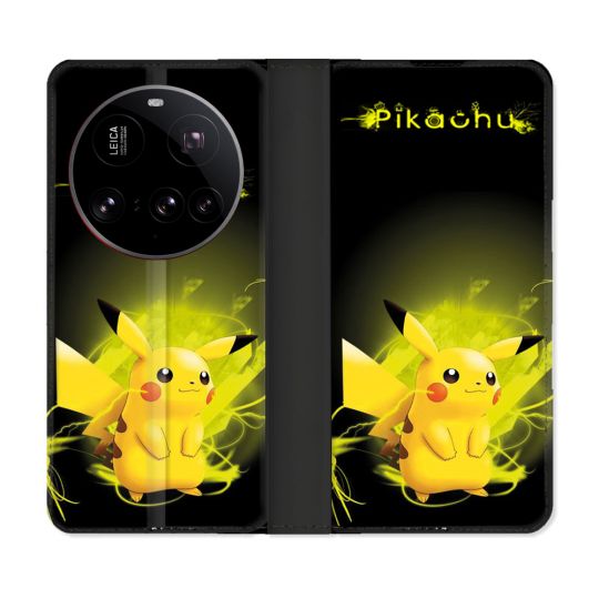 Housse cuir portefeuille Pour Xiaomi 15 Ultra Pokemon Pikachu Eclair