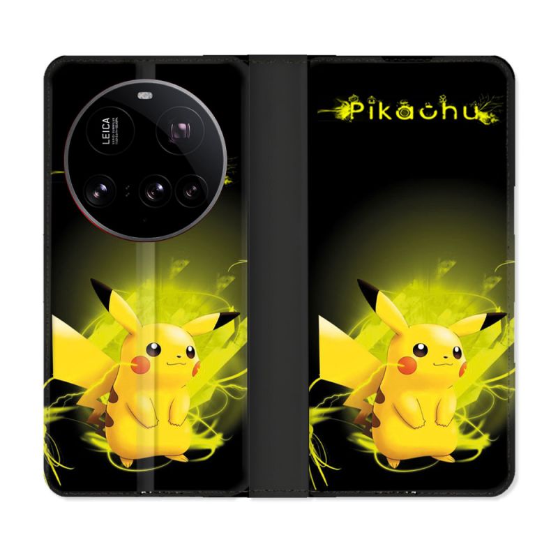 Housse cuir portefeuille Pour Xiaomi 15 Ultra Pokemon Pikachu Eclair