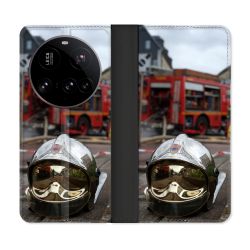 Housse cuir portefeuille Pour Xiaomi 15 Ultra Pompier Casque Camion