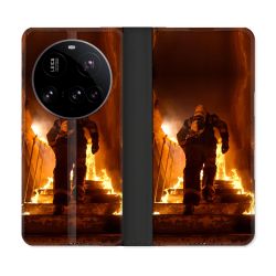 Housse cuir portefeuille Pour Xiaomi 15 Ultra Pompier Escalier