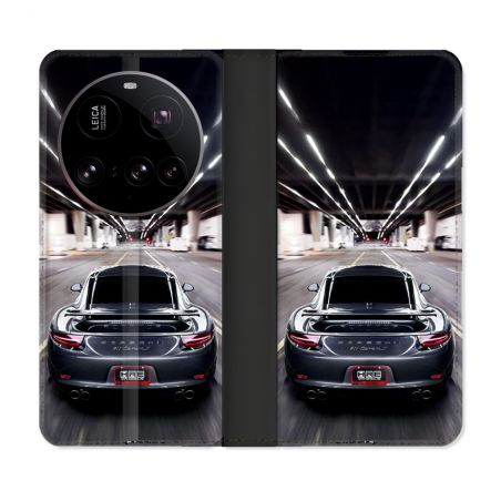 Housse cuir portefeuille Pour Xiaomi 15 Ultra Porsche 911