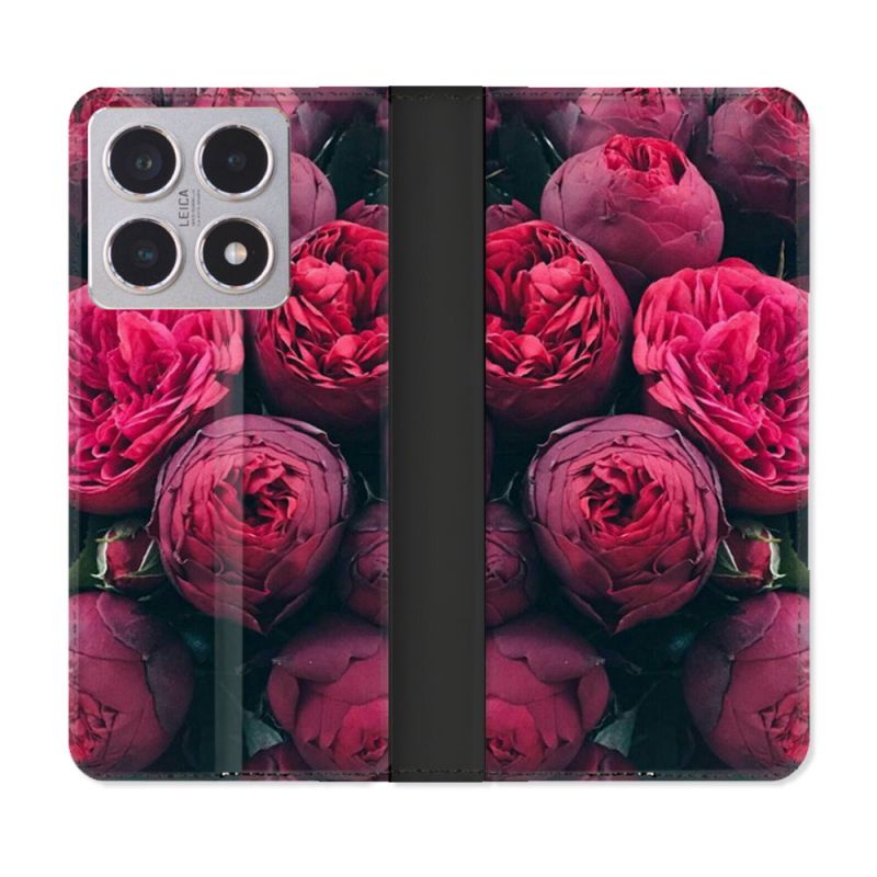 Housse cuir portefeuille Pour Xiaomi 15T Fleur Pivoine