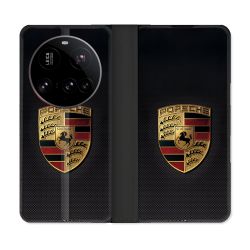 Housse cuir portefeuille Pour Xiaomi 15 Ultra Porsche Carbone