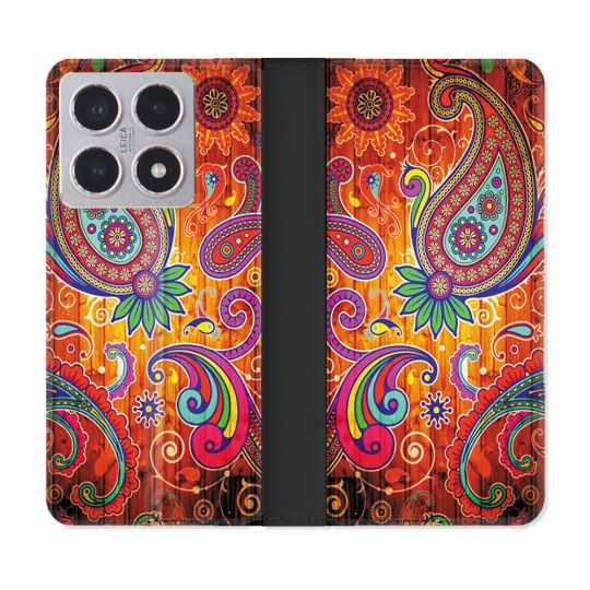Housse cuir portefeuille Pour Xiaomi 15T Fleur Psychedelic