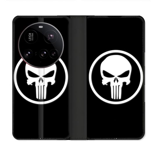 Housse cuir portefeuille Pour Xiaomi 15 Ultra Punisher