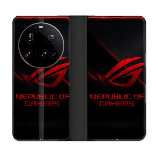 Housse cuir portefeuille Pour Xiaomi 15 Ultra ROG Rouge