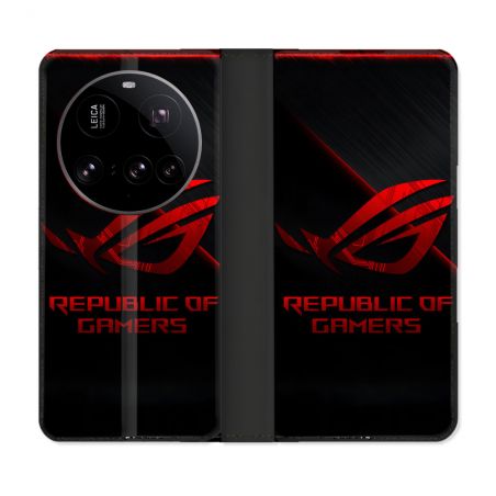 Housse cuir portefeuille Pour Xiaomi 15 Ultra ROG Rouge
