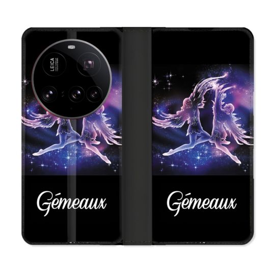 Housse cuir portefeuille Pour Xiaomi 15 Ultra Signe Zodiaque 2 Gémeaux