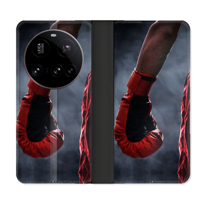 Housse cuir portefeuille Pour Xiaomi 15 Ultra Sport Boxe Gant Rouge