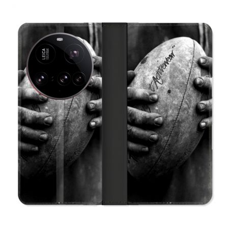 Housse cuir portefeuille Pour Xiaomi 15 Ultra Sport Rugby Ballon Vintage