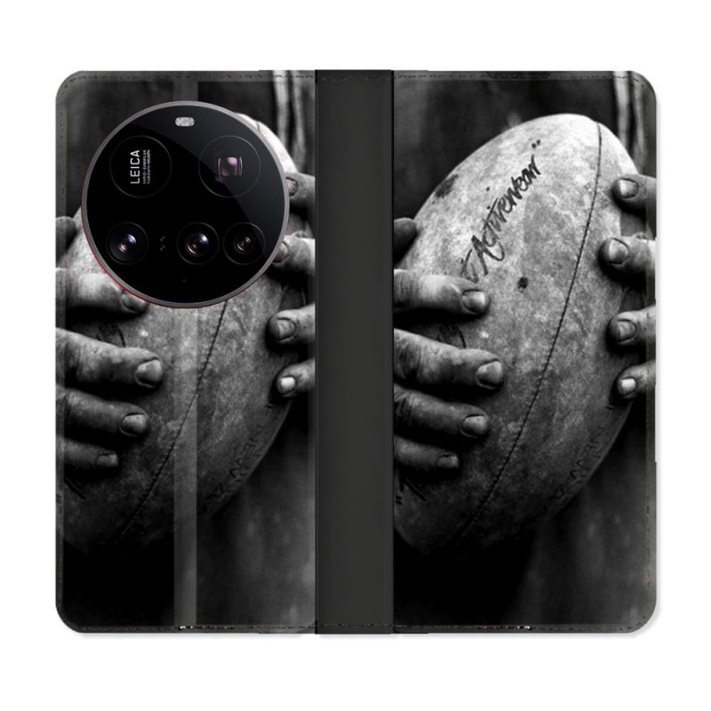 Housse cuir portefeuille Pour Xiaomi 15 Ultra Sport Rugby Ballon Vintage
