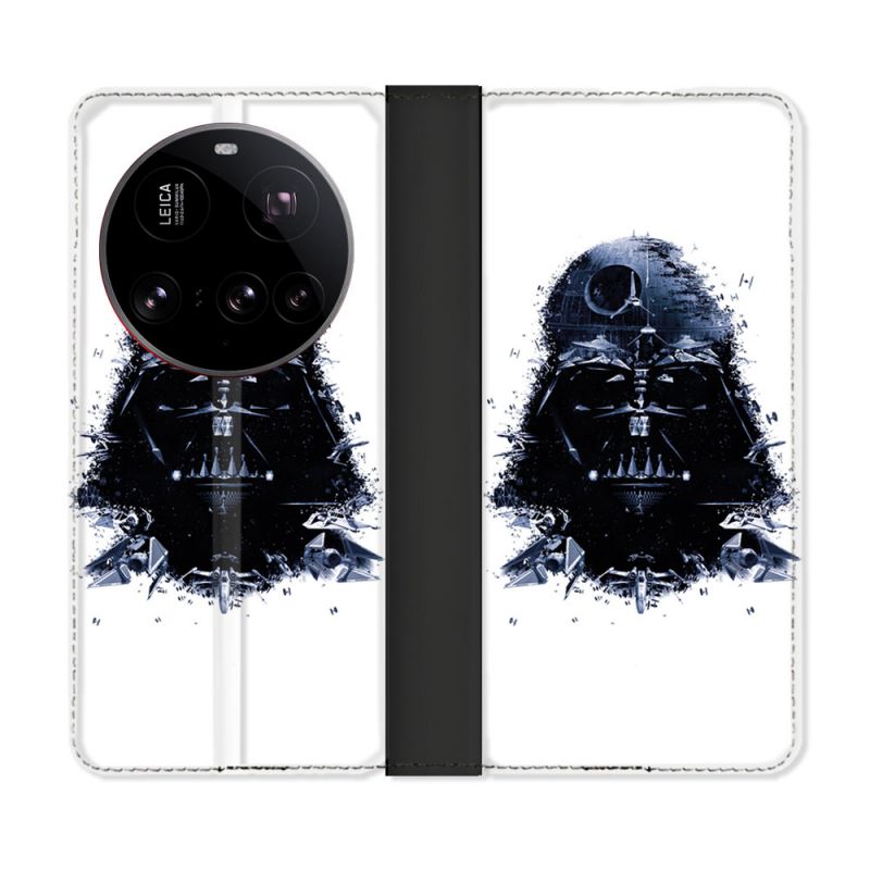 Housse cuir portefeuille Pour Xiaomi 15 Ultra Star Wars - Dark Vador Blanc
