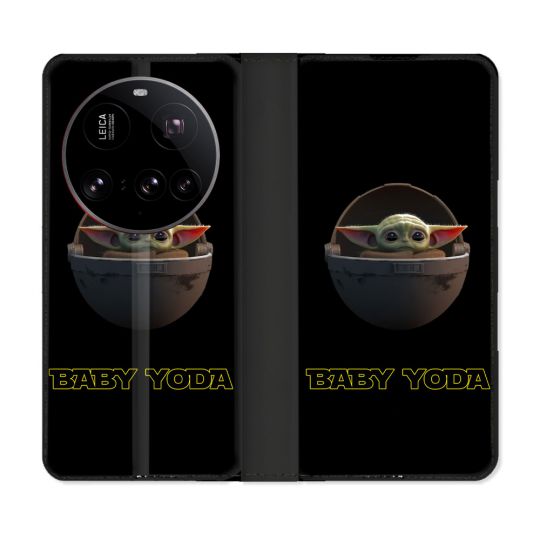 Housse cuir portefeuille Pour Xiaomi 15 Ultra Star Wars - Yoda bebe noir