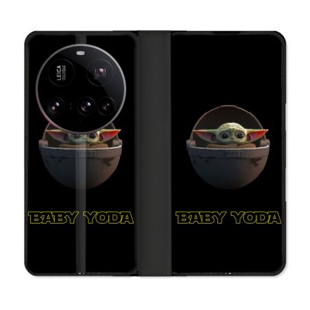 Housse cuir portefeuille Pour Xiaomi 15 Ultra Star Wars - Yoda bebe noir