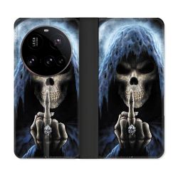 Housse cuir portefeuille Pour Xiaomi 15 Ultra Tete de Mort Doigt