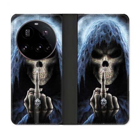 Housse cuir portefeuille Pour Xiaomi 15 Ultra Tete de Mort Doigt