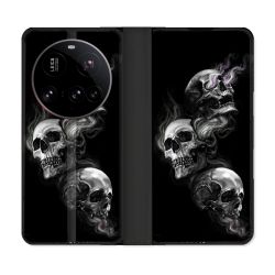 Housse cuir portefeuille Pour Xiaomi 15 Ultra Tete de Mort Triple