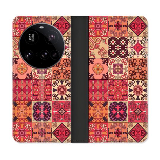 Housse cuir portefeuille Pour Xiaomi 15 Ultra Texture Carreau Ciment Rouge