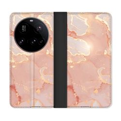 Housse cuir portefeuille Pour Xiaomi 15 Ultra Texture Marbre Rose