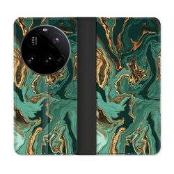 Housse cuir portefeuille Pour Xiaomi 15 Ultra Texture Marbre Vert