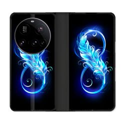 Housse cuir portefeuille Pour Xiaomi 15 Ultra Texture Plume Infini Bleu