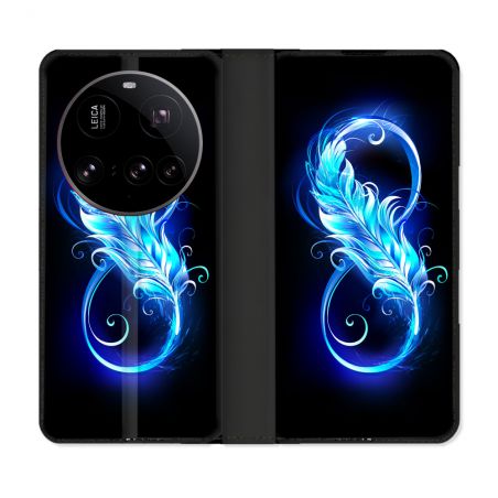 Housse cuir portefeuille Pour Xiaomi 15 Ultra Texture Plume Infini Bleu
