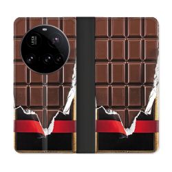 Housse cuir portefeuille Pour Xiaomi 15 Ultra Texture Trompe Oeil Chocolat