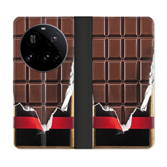 Housse cuir portefeuille Pour Xiaomi 15 Ultra Texture Trompe Oeil Chocolat
