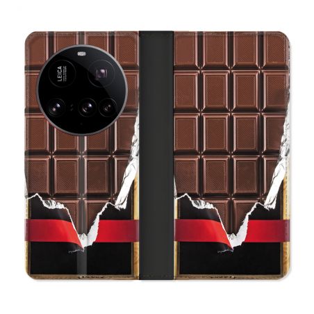 Housse cuir portefeuille Pour Xiaomi 15 Ultra Texture Trompe Oeil Chocolat