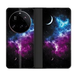 Housse cuir portefeuille Pour Xiaomi 15 Ultra Univers Bleu Violet