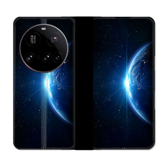 Housse cuir portefeuille Pour Xiaomi 15 Ultra Univers Planete Terre