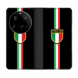 Housse cuir portefeuille Pour Xiaomi 15 Ultra Voyage Italie 3 Noir