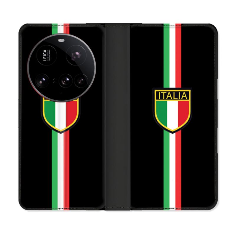 Housse cuir portefeuille Pour Xiaomi 15 Ultra Voyage Italie 3 Noir