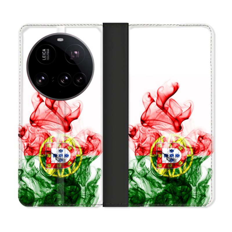Housse cuir portefeuille Pour Xiaomi 15 Ultra Voyage Portugal Flamme