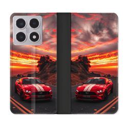 Housse cuir portefeuille Pour Xiaomi 15T Ford Mustang GT500 Rouge