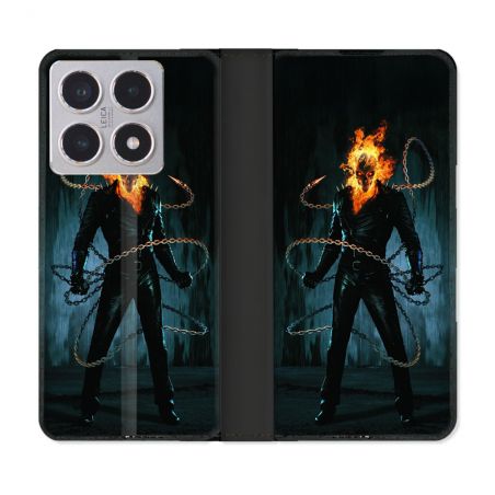 Housse cuir portefeuille Pour Xiaomi 15T Ghost Rider