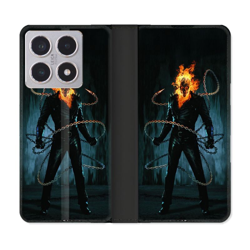 Housse cuir portefeuille Pour Xiaomi 15T Ghost Rider
