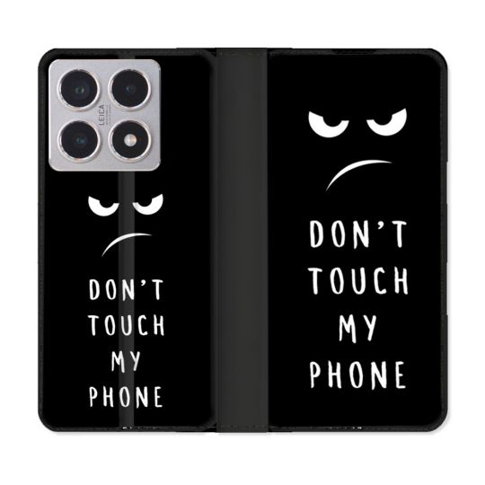 Housse cuir portefeuille Pour Xiaomi 15T Humour Don't Touch